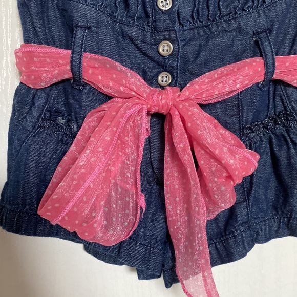 GUESS Kid Girl Jean Romper with Belt - size 4 - Picture 3 of 5